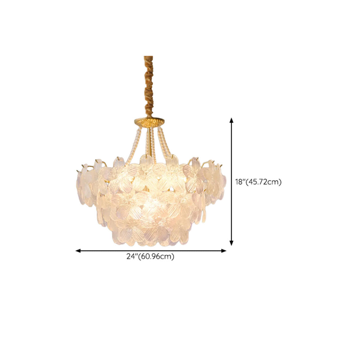 Gold Floral Clear Glass Chandelier, Adjustable Height Image - 30