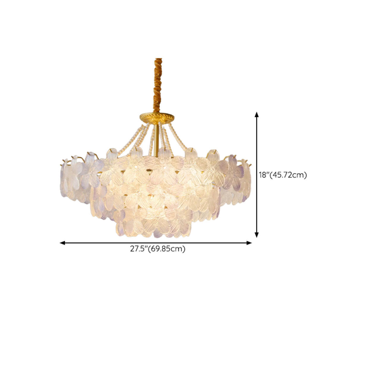 Gold Floral Clear Glass Chandelier, Adjustable Height Image - 31