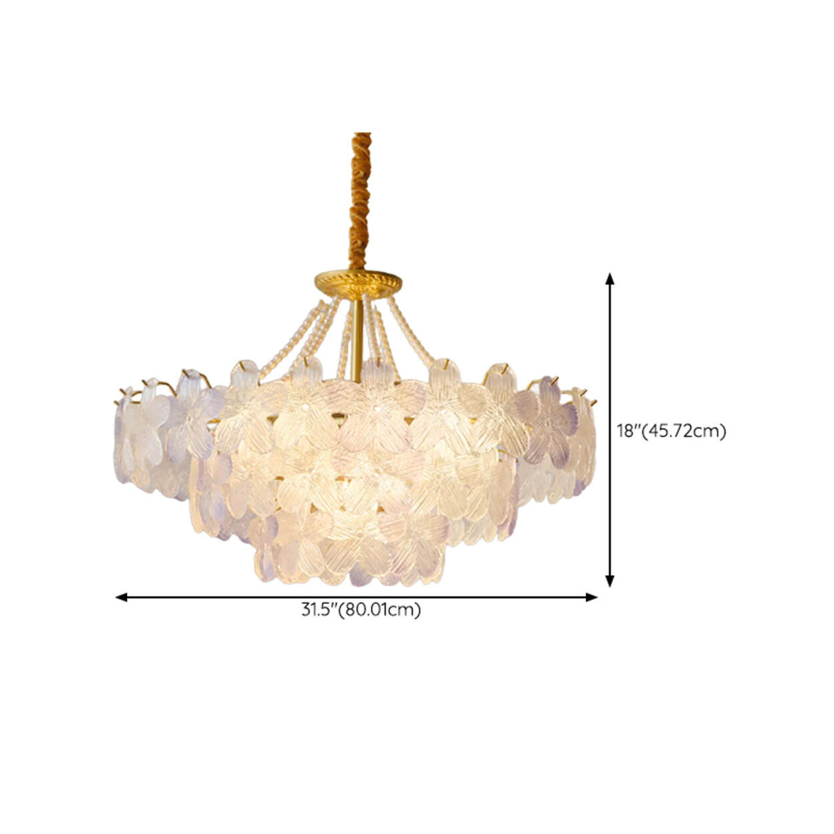 Gold Floral Clear Glass Chandelier, Adjustable Height Image - 32