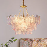 Gold Floral Clear Glass Chandelier, Adjustable Height Image - 6