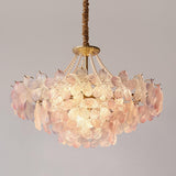 Gold Floral Clear Glass Chandelier, Adjustable Height Image - 8