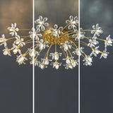 Gold Floral Crystal Semi-Flush Mount Ceiling Light Image - 12