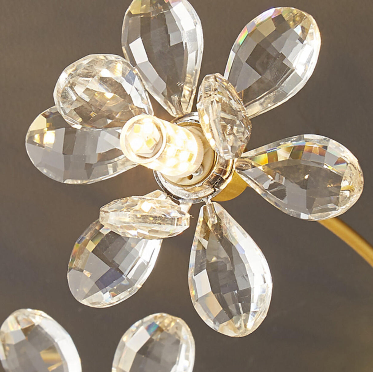 Gold Floral Crystal Semi-Flush Mount Ceiling Light Image - 13