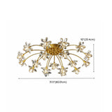 Gold Floral Crystal Semi-Flush Mount Ceiling Light Image - 16