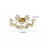 Gold Floral Crystal Semi-Flush Mount Ceiling Light Image - 17