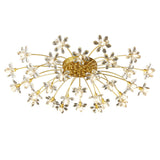 Gold Floral Crystal Semi-Flush Mount Ceiling Light Image - 8