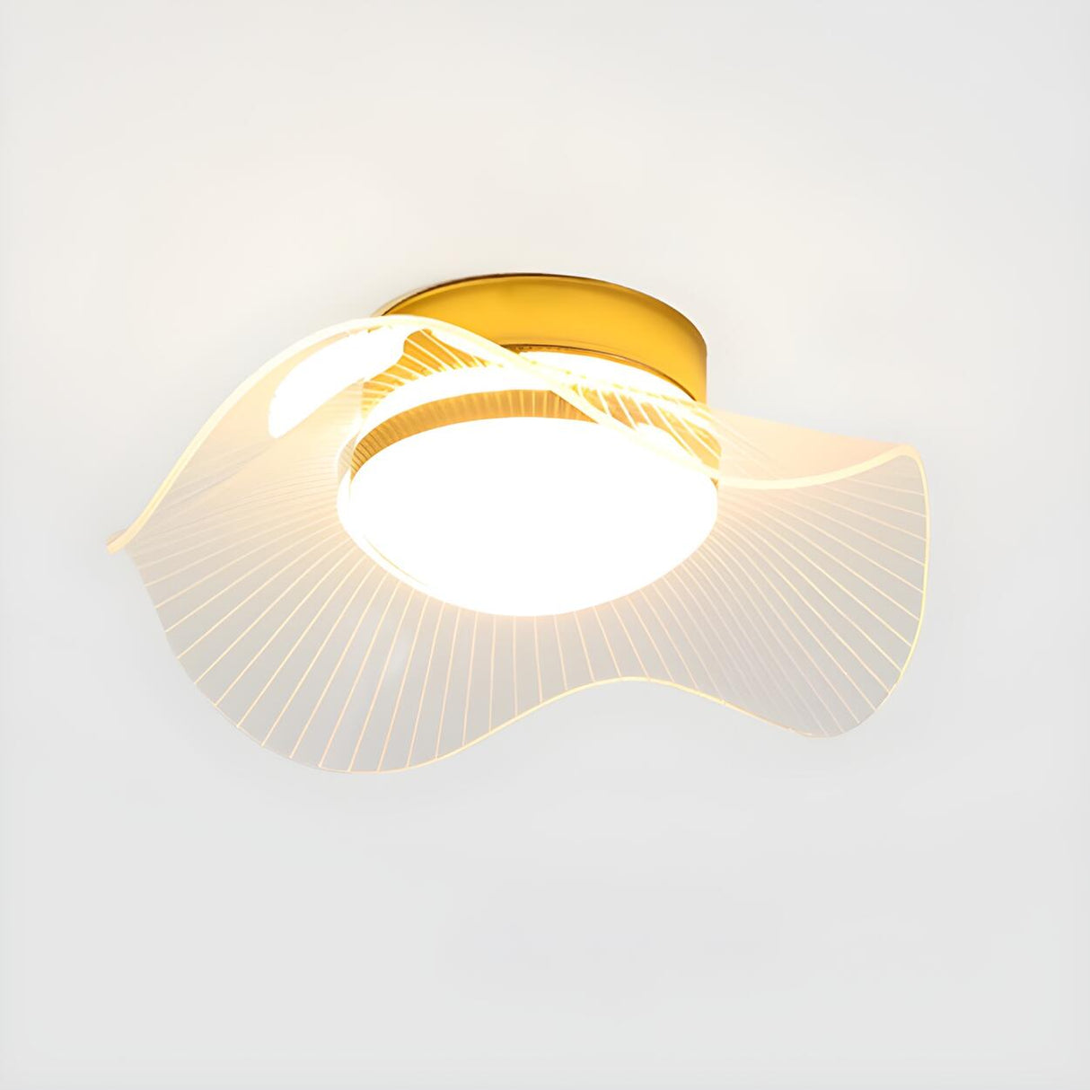 Gold Flower Shape LED Semi-Flush Mount Ceiling Light Image - 2