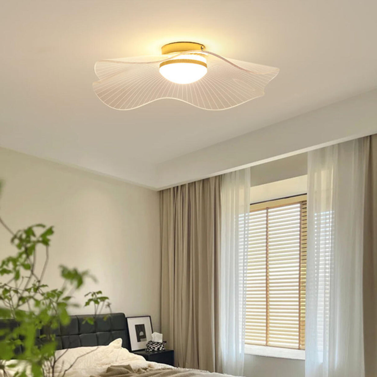 Gold Flower Shape LED Semi-Flush Mount Ceiling Light Image - 3