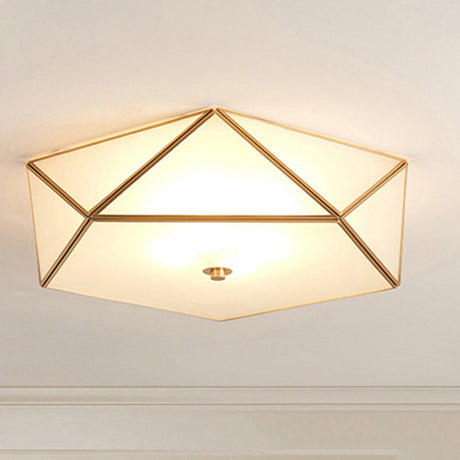 Gold Geometric Frosted Glass Flush Mount Ceiling Light Image - 1