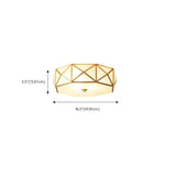 Gold Geometric Frosted Glass Flush Mount Ceiling Light Image - 14