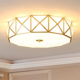 Gold Geometric Frosted Glass Flush Mount Ceiling Light Image - 7