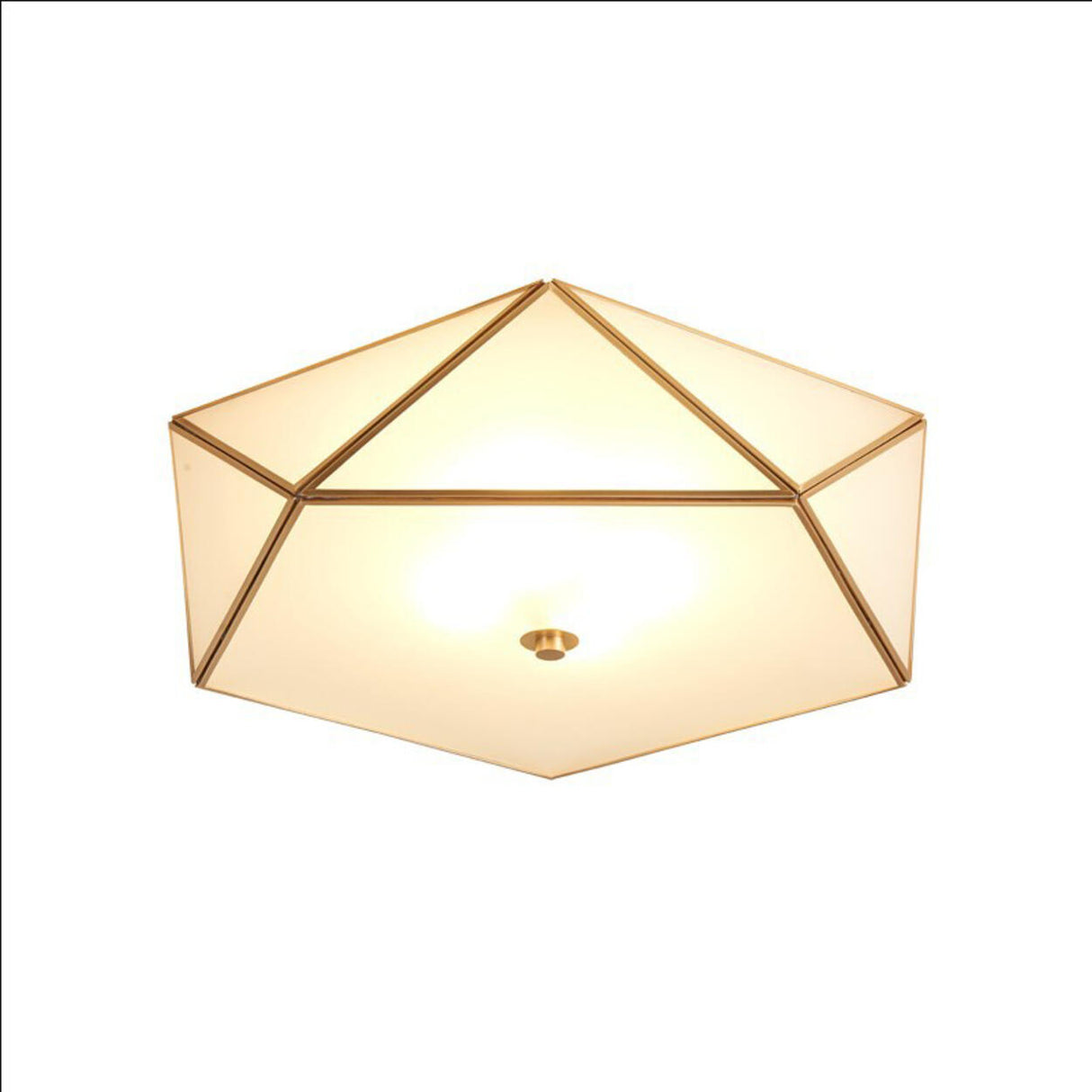 Gold Geometric Frosted Glass Flush Mount Ceiling Light Image - 9