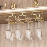 Gold Geometric Metal 36 Inch Wine Glass Holder Rack Image - 8