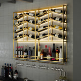 Gold Geometric Metal Large Floating Wall Wine Rack Image - 1