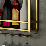 Gold Geometric Metal Large Floating Wall Wine Rack Image - 14