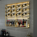 Gold Geometric Metal Large Floating Wall Wine Rack Image - 4