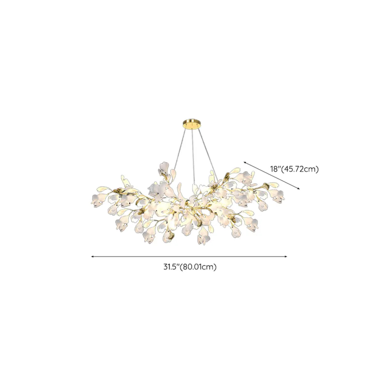 Gold Ginkgo Leaf Metal Geometric Dining Room Chandelier Image - 15