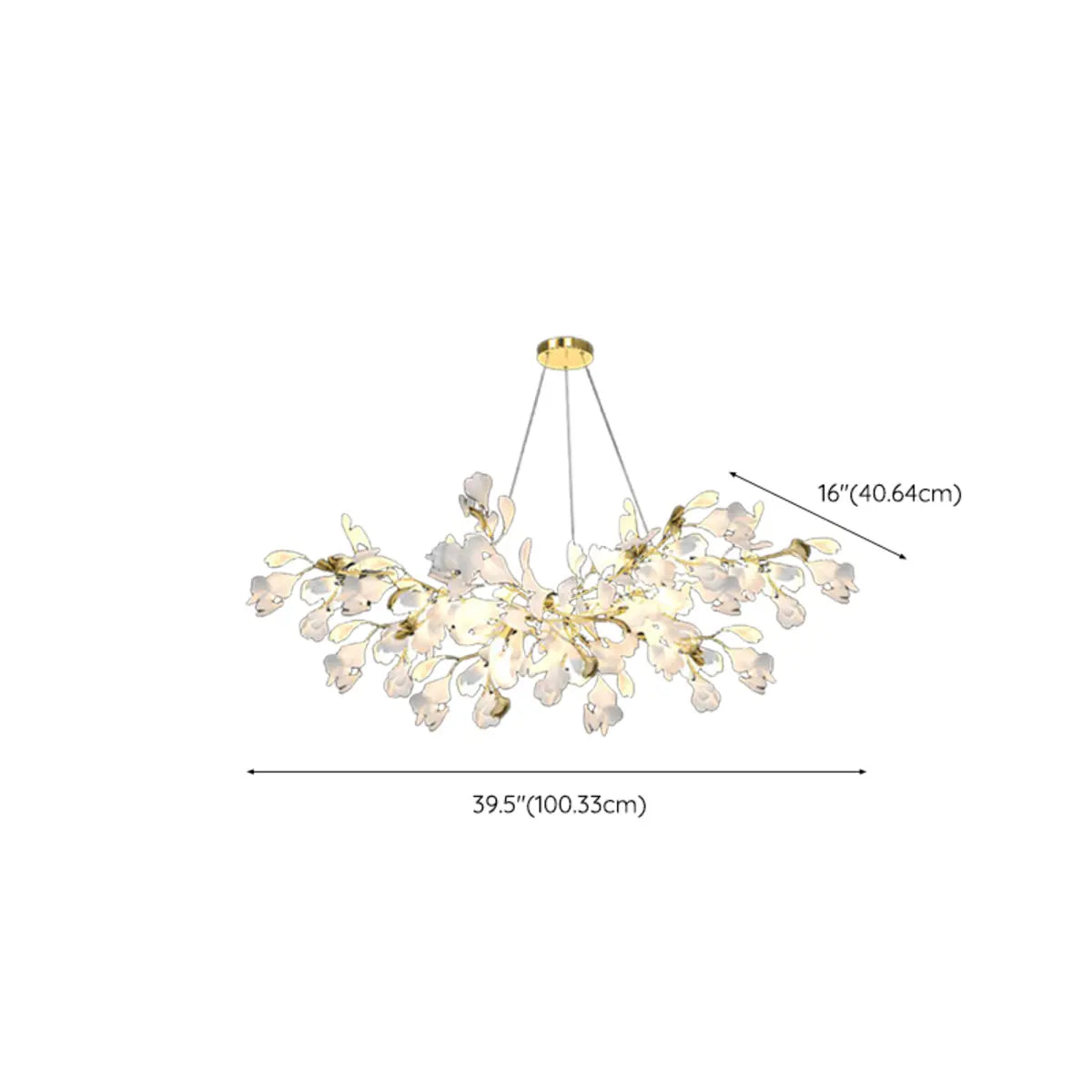 Gold Ginkgo Leaf Metal Geometric Dining Room Chandelier Image - 16