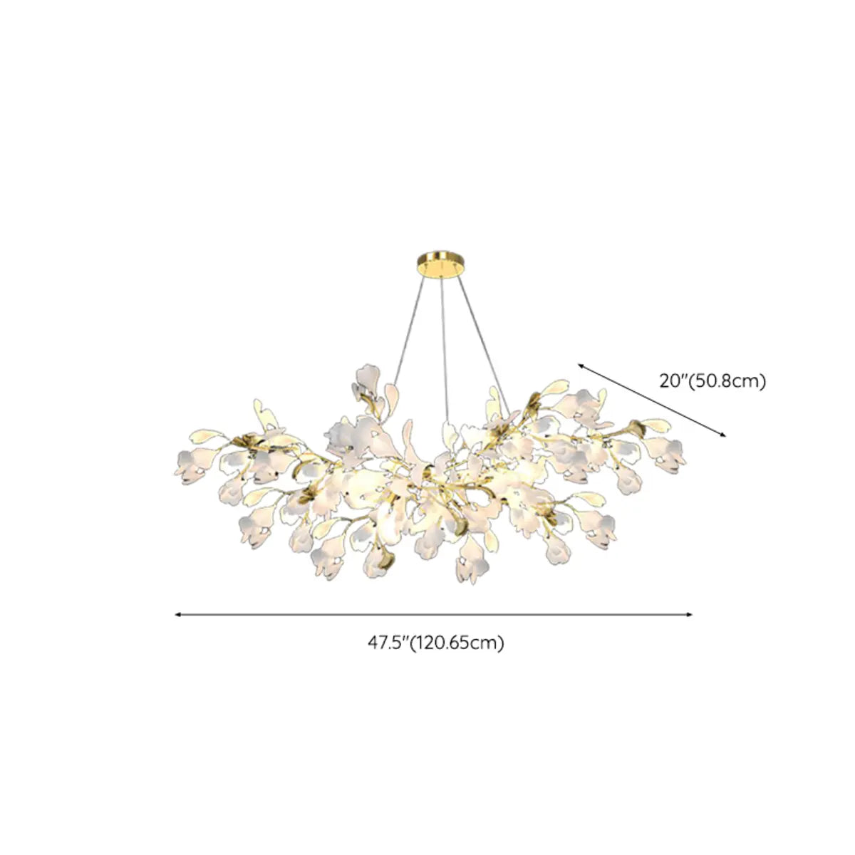 Gold Ginkgo Leaf Metal Geometric Dining Room Chandelier Image - 17