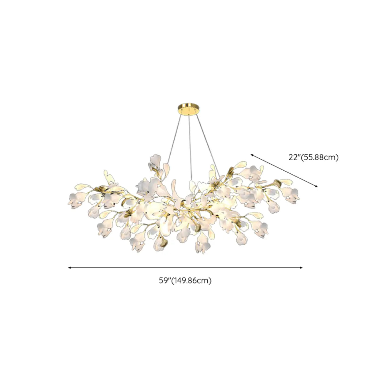 Gold Ginkgo Leaf Metal Geometric Dining Room Chandelier Image - 18