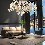 Gold Ginkgo Leaf Metal Geometric Dining Room Chandelier Image - 4