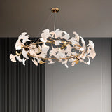 Gold Ginkgo Leaf Metal Geometric Dining Room Chandelier Image - 5