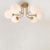 Gold Glass Globe Semi-Flush Mount Ceiling Lamp 3-Light Image - 10