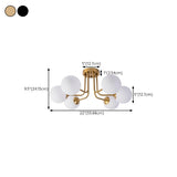 Gold Glass Globe Semi-Flush Mount Ceiling Lamp 3-Light Image - 17