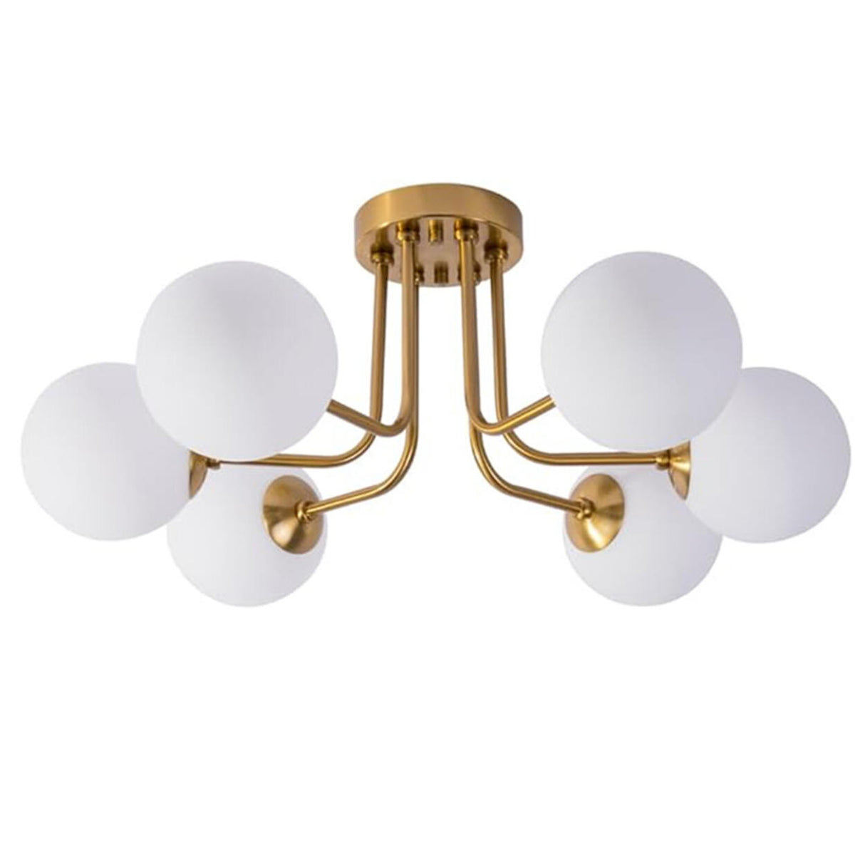 Gold Glass Globe Semi-Flush Mount Ceiling Lamp 3-Light Image - 5