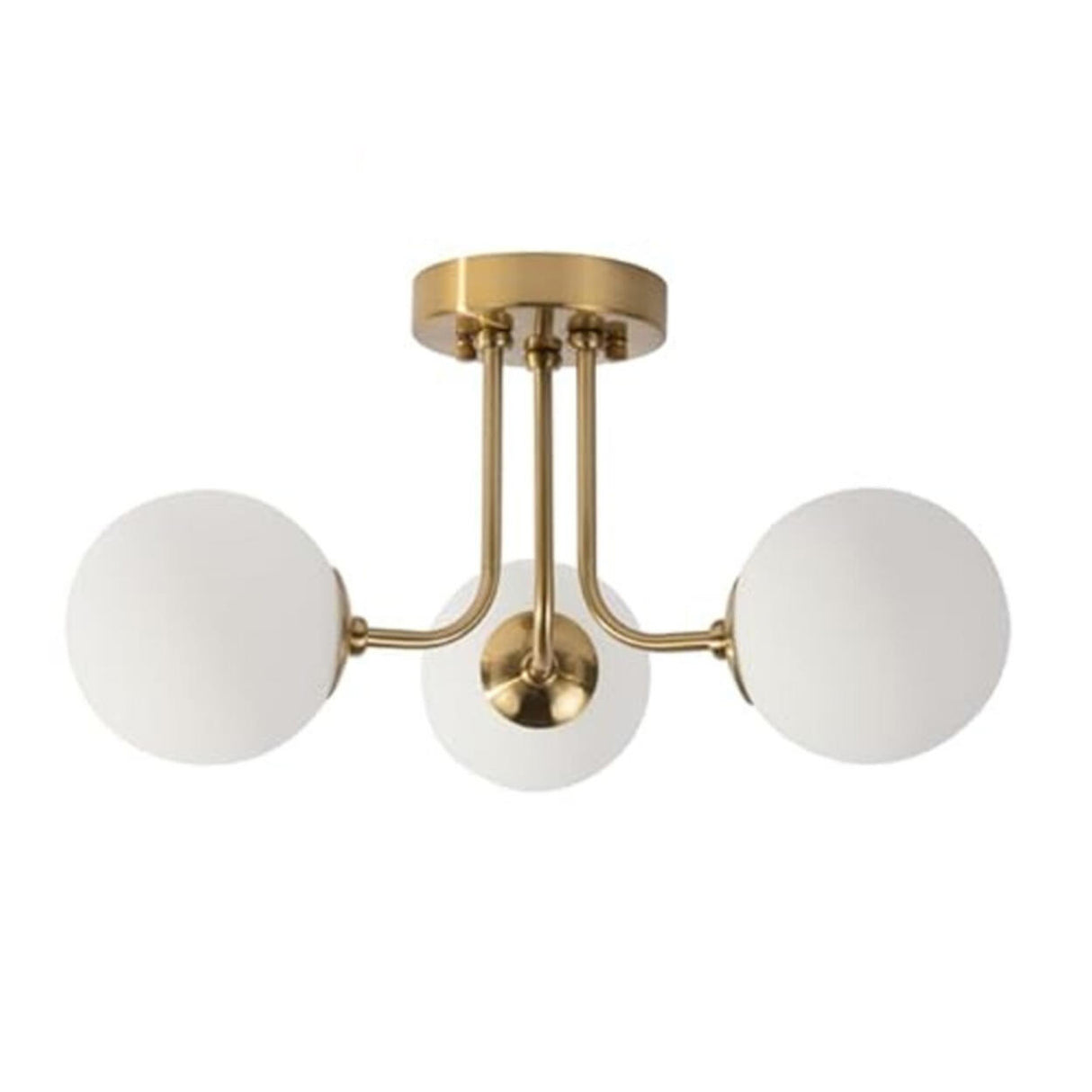 Gold Glass Globe Semi-Flush Mount Ceiling Lamp 3-Light Image - 7