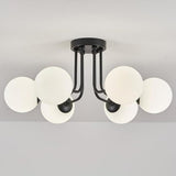 Gold Glass Globe Semi-Flush Mount Ceiling Lamp 3-Light Image - 9