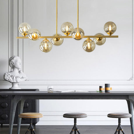 Gold Globe Pendant Kitchen Island Chandelier Light Image - 2