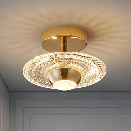 Gold Gyro-Shaped Dimmable Semi-Flush Mount Ceiling Lamp Image - 1