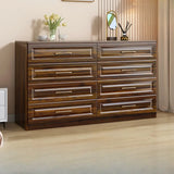 Gold Handle White Wood Horizontal Dresser with Drawers Image - 15