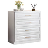 Gold Handle White Wood Horizontal Dresser with Drawers Image - 8