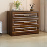 Gold Handle White Wood Horizontal Dresser with Drawers Image - 9