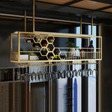 Gold Hexagonal Metal Large Hanging Wine Rack Stemware Holder Image - 6