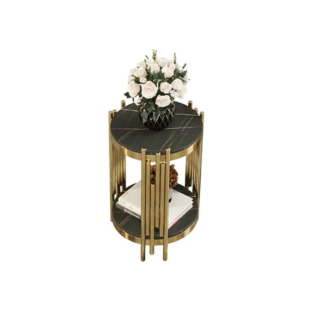 Gold Indoor Elegance Round Metal Plant Stand Table Image - 2