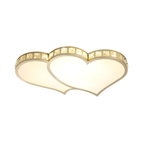 Gold Loving Heart Crystal LED Flush Mount Ceiling Light Image - 2