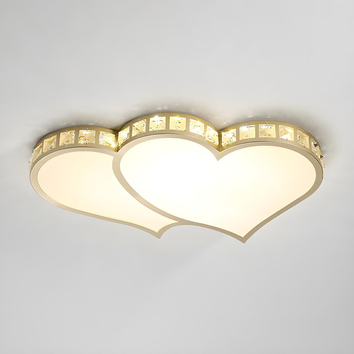 Gold Loving Heart Crystal LED Flush Mount Ceiling Light Image - 3