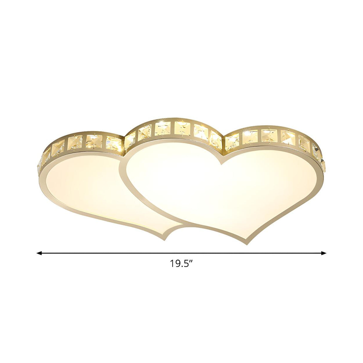 Gold Loving Heart Crystal LED Flush Mount Ceiling Light 