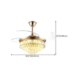 Gold Luxury Crystal Cone Modern Ceiling Fan with Light #size