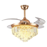 Gold Luxury Crystal Cone Modern Ceiling Fan with Light Image - 5