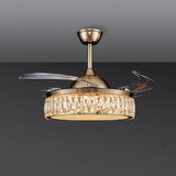 Gold Luxury Round Crystal Decor Ceiling Fan with Light Image - 2