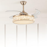 Gold Luxury Round Crystal Decor Ceiling Fan with Light Image - 4