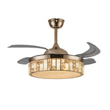 Gold Luxury Round Crystal Decor Ceiling Fan with Light Image - 7