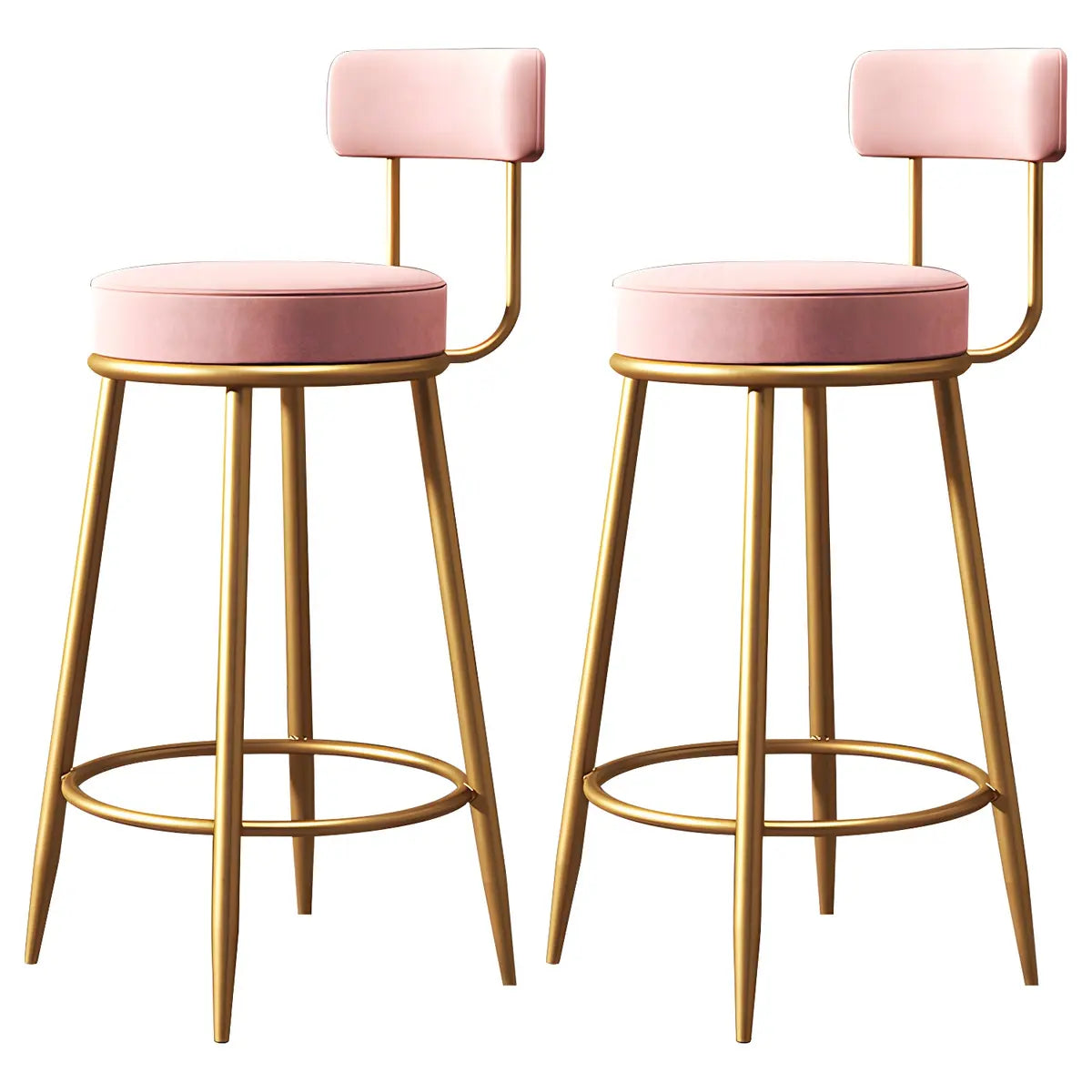 Gold Metal Round Velvet Backrest Counter Bar Stools Image - 10