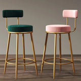 Gold Metal Round Velvet Backrest Counter Bar Stools Image - 13