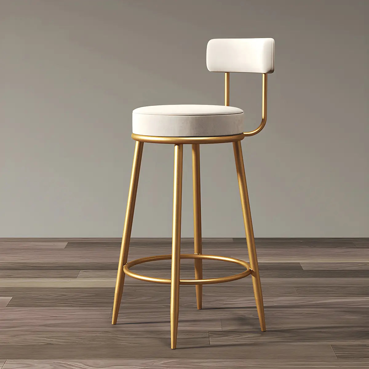 Gold Metal Round Velvet Backrest Counter Bar Stools Image - 14