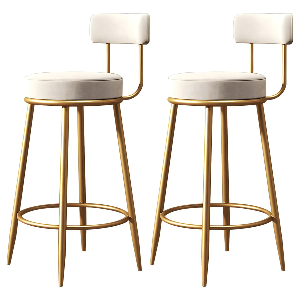 Gold Metal Round Velvet Backrest Counter Bar Stools Image - 15